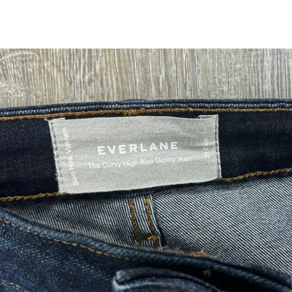 Everlane The Curvy High-Rise Skinny Jean Dark Indigo Blue‎ Denim Size 31 Crop - Picture 3 of 7